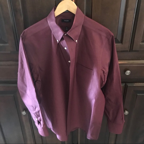 🔥 Men’s Izod Burgundy Dress Shirt - Picture 1 of 3